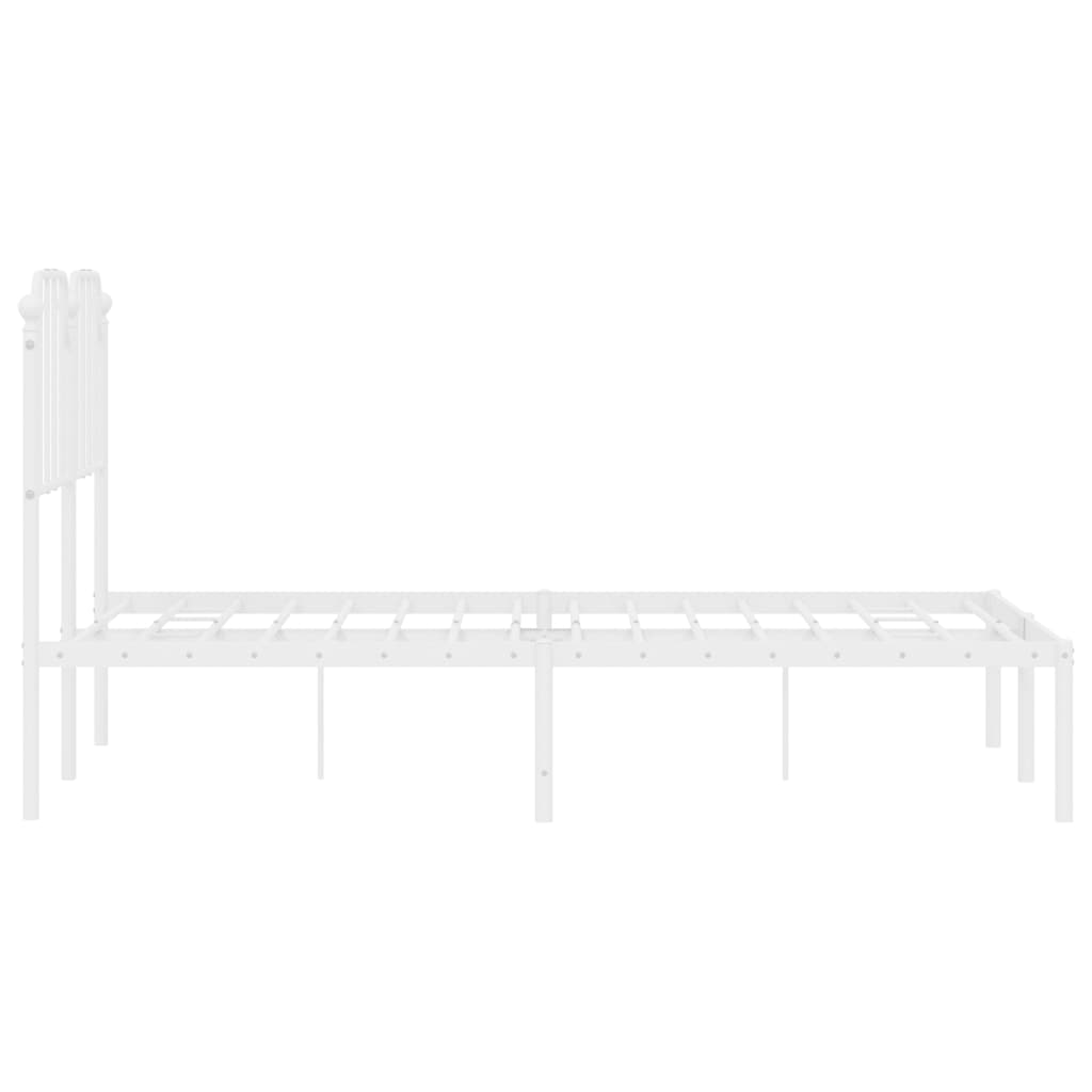 Bed frame with headboard metal white 120x190 cm