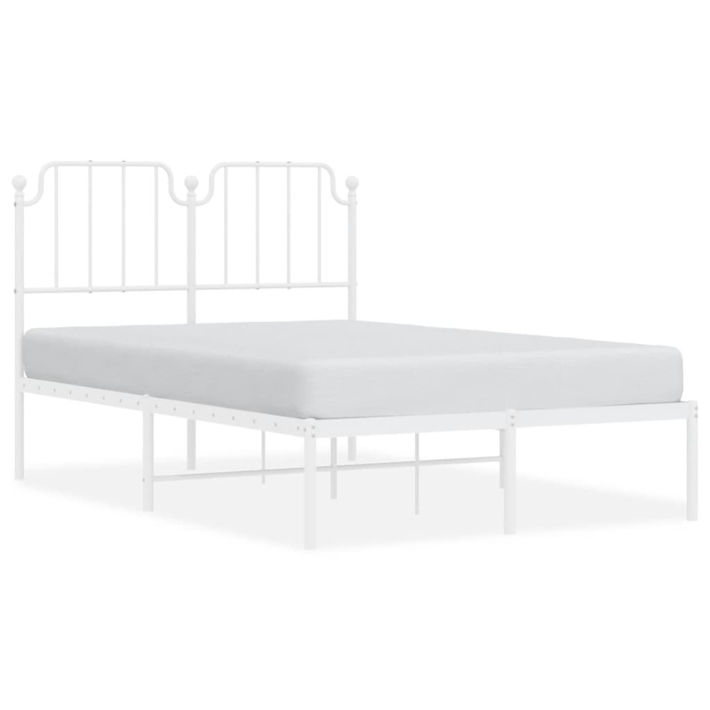 Bed frame with headboard metal white 120x200 cm