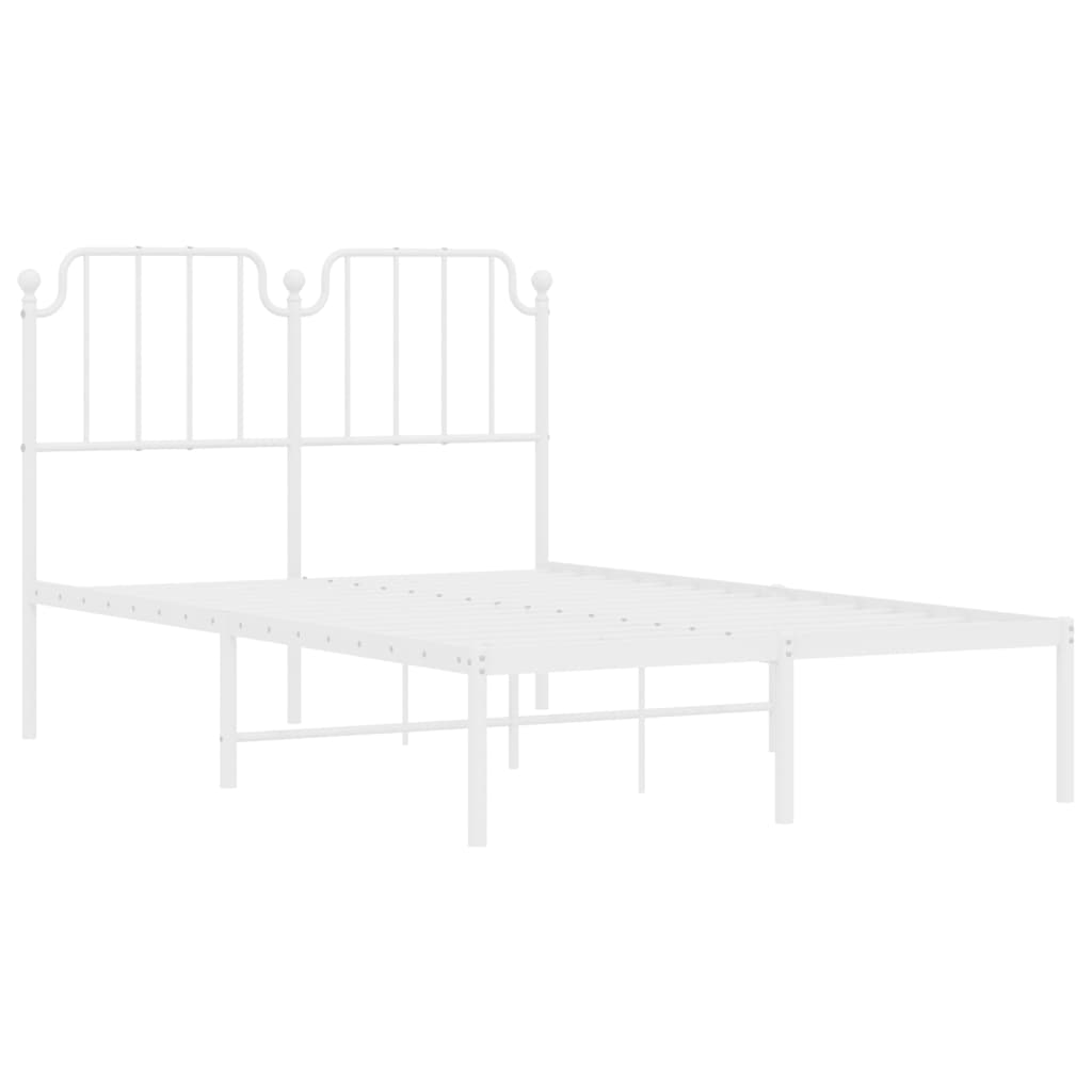 Bed frame with headboard metal white 120x200 cm