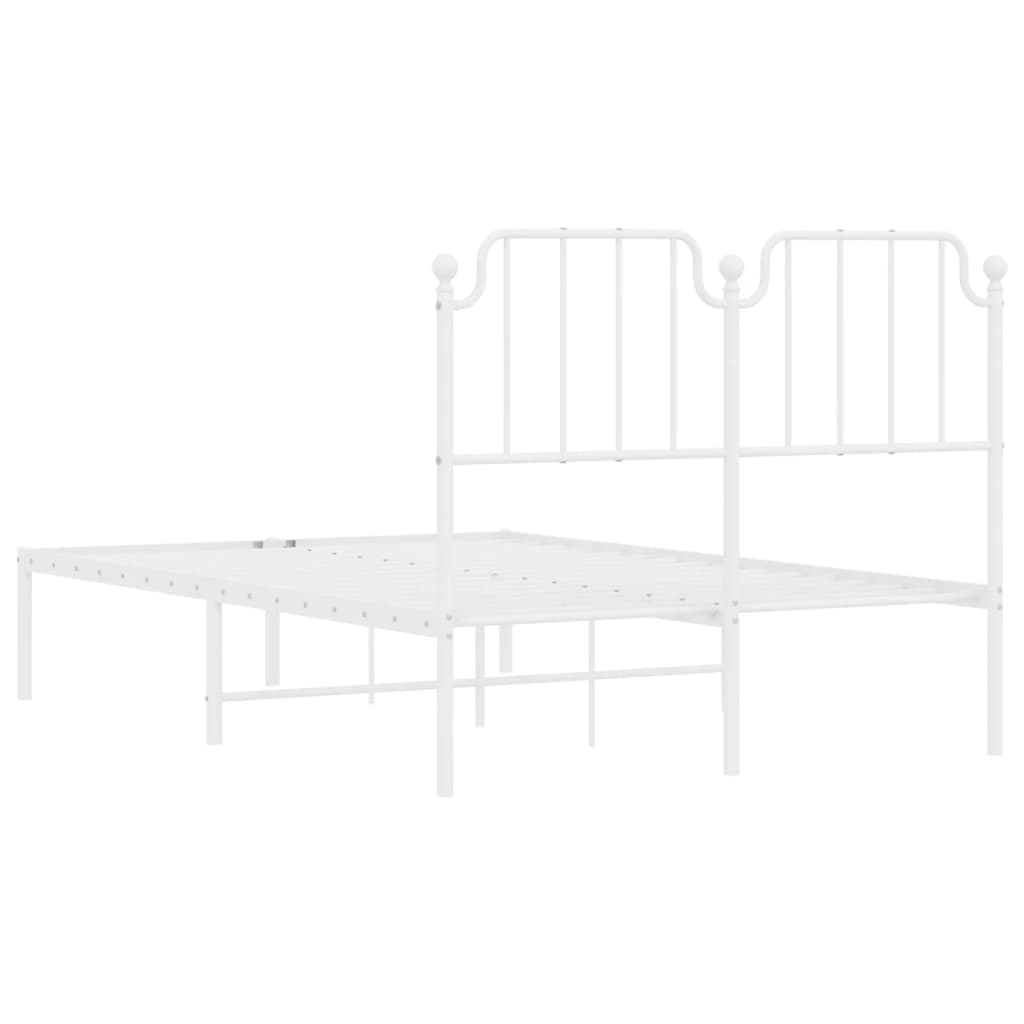 Bed frame with headboard metal white 120x200 cm