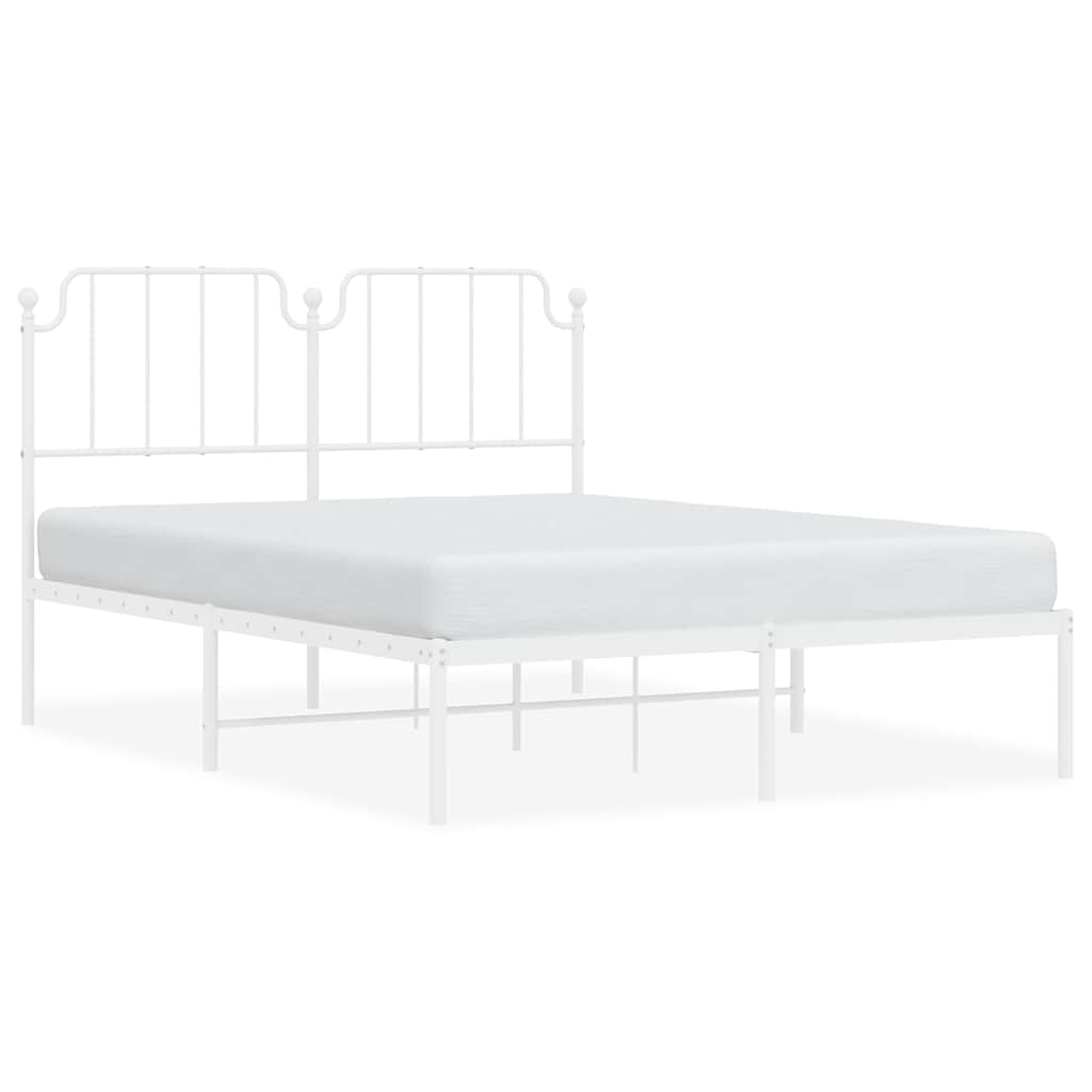 Bed frame with headboard metal white 135x190 cm