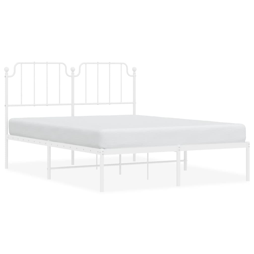 Bed frame with headboard metal white 140x190 cm