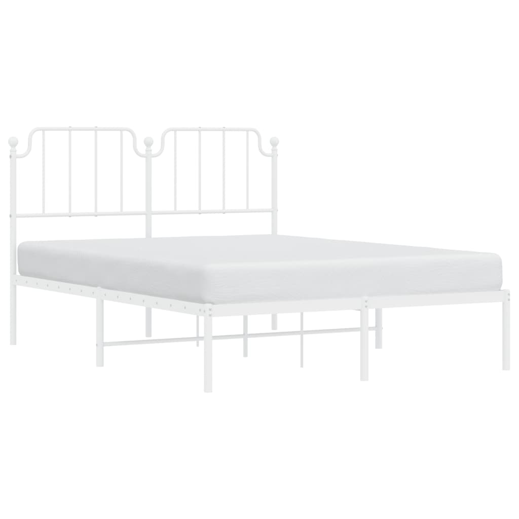 Bed frame with headboard metal white 140x190 cm