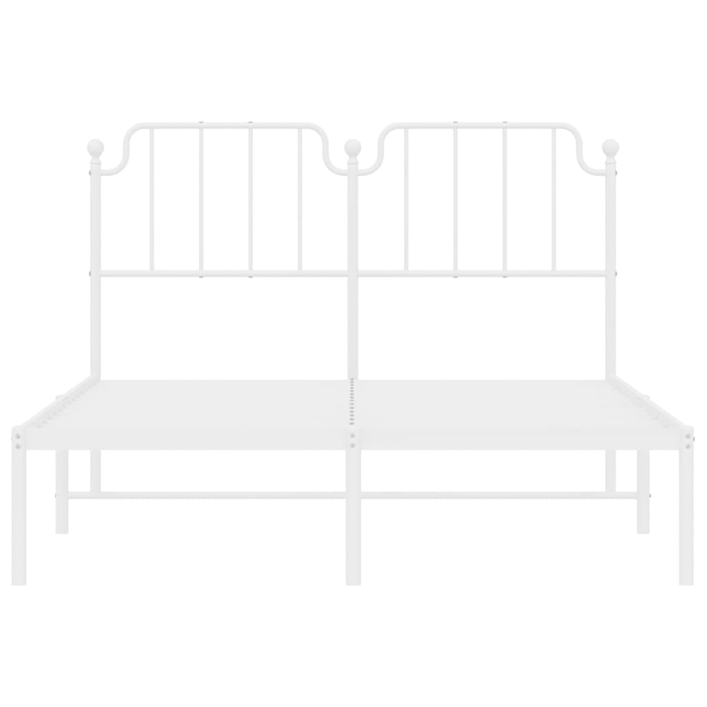 Bed frame with headboard metal white 140x190 cm