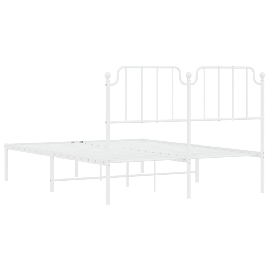 Bed frame with headboard metal white 140x190 cm