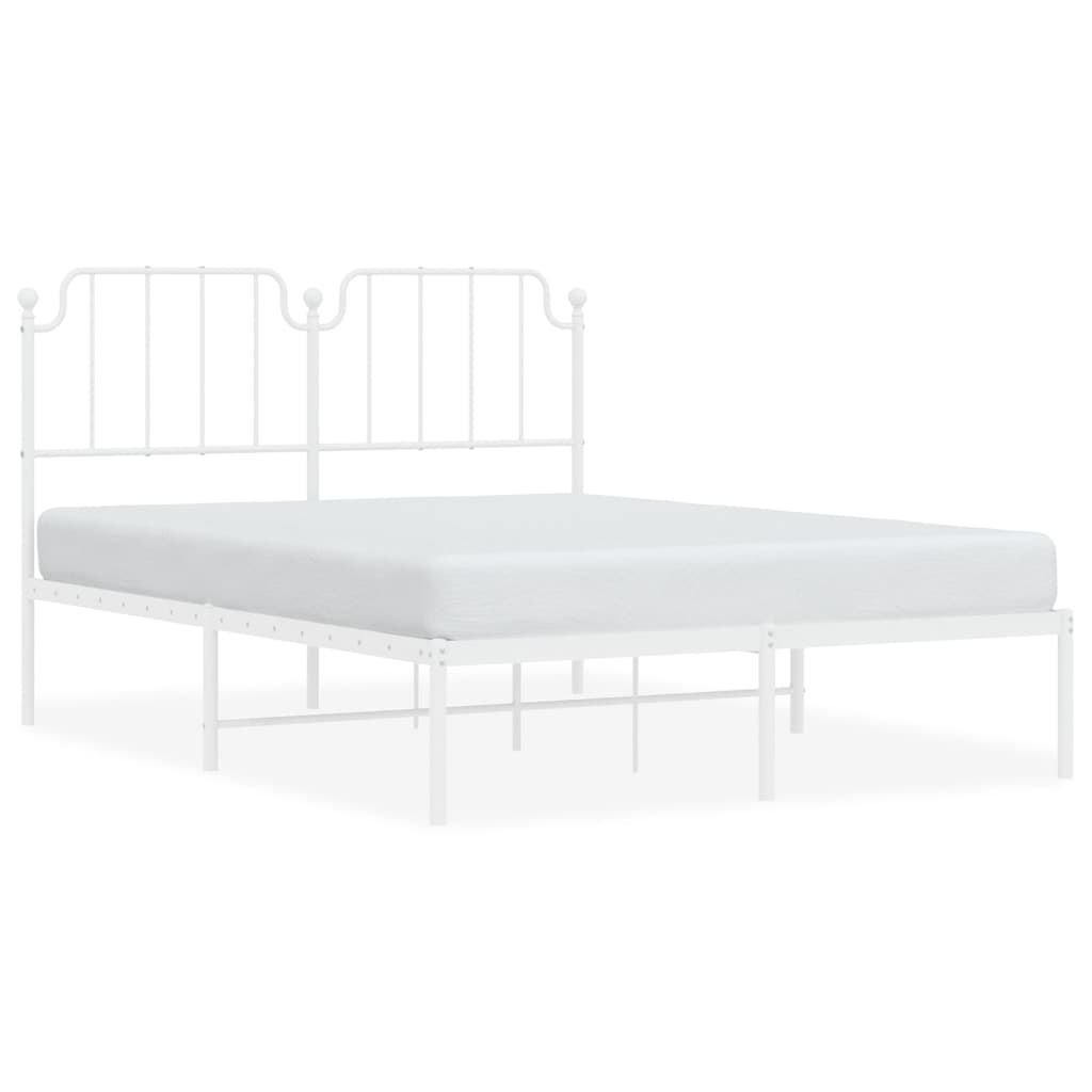 Bed frame with headboard metal white 140x200 cm