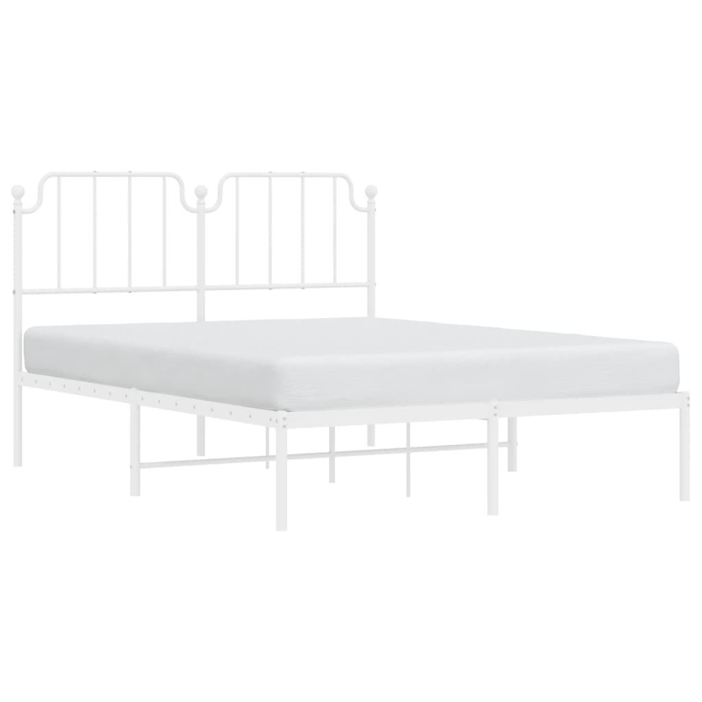 Bed frame with headboard metal white 140x200 cm