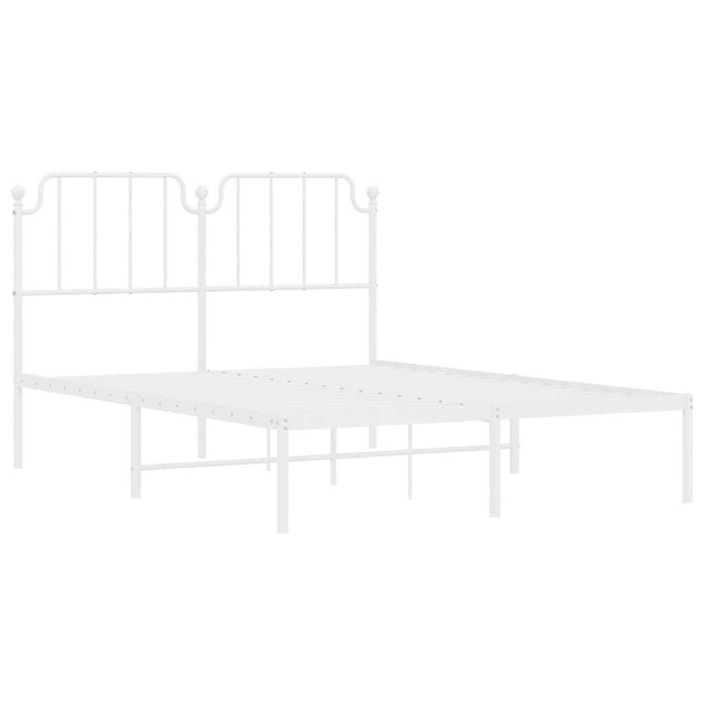 Bed frame with headboard metal white 140x200 cm