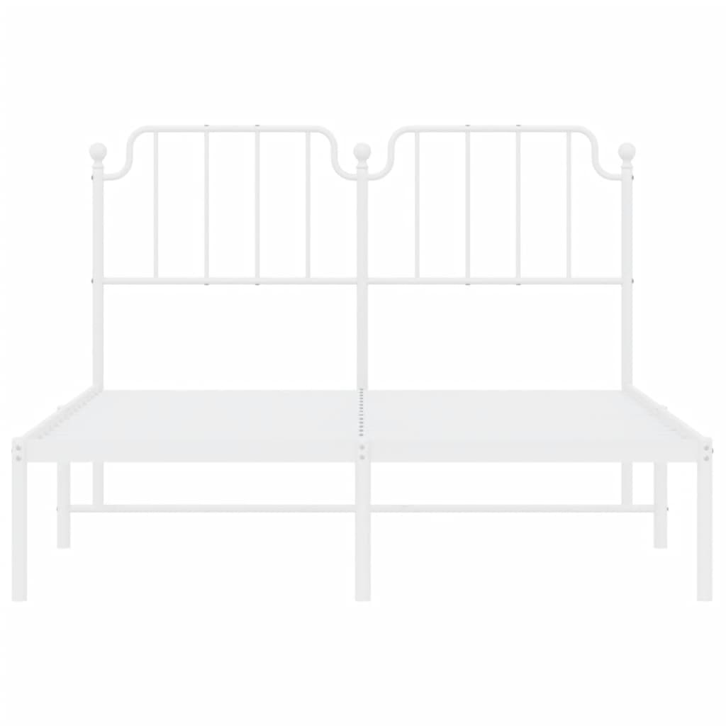 Bed frame with headboard metal white 140x200 cm