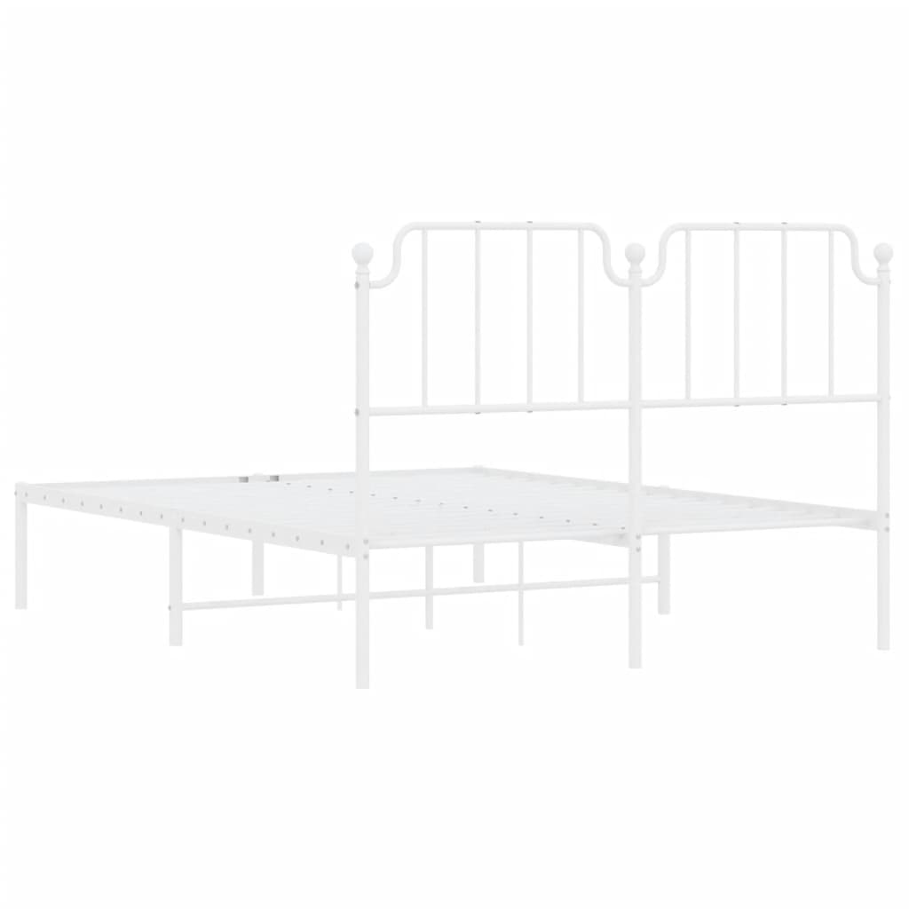 Bed frame with headboard metal white 140x200 cm