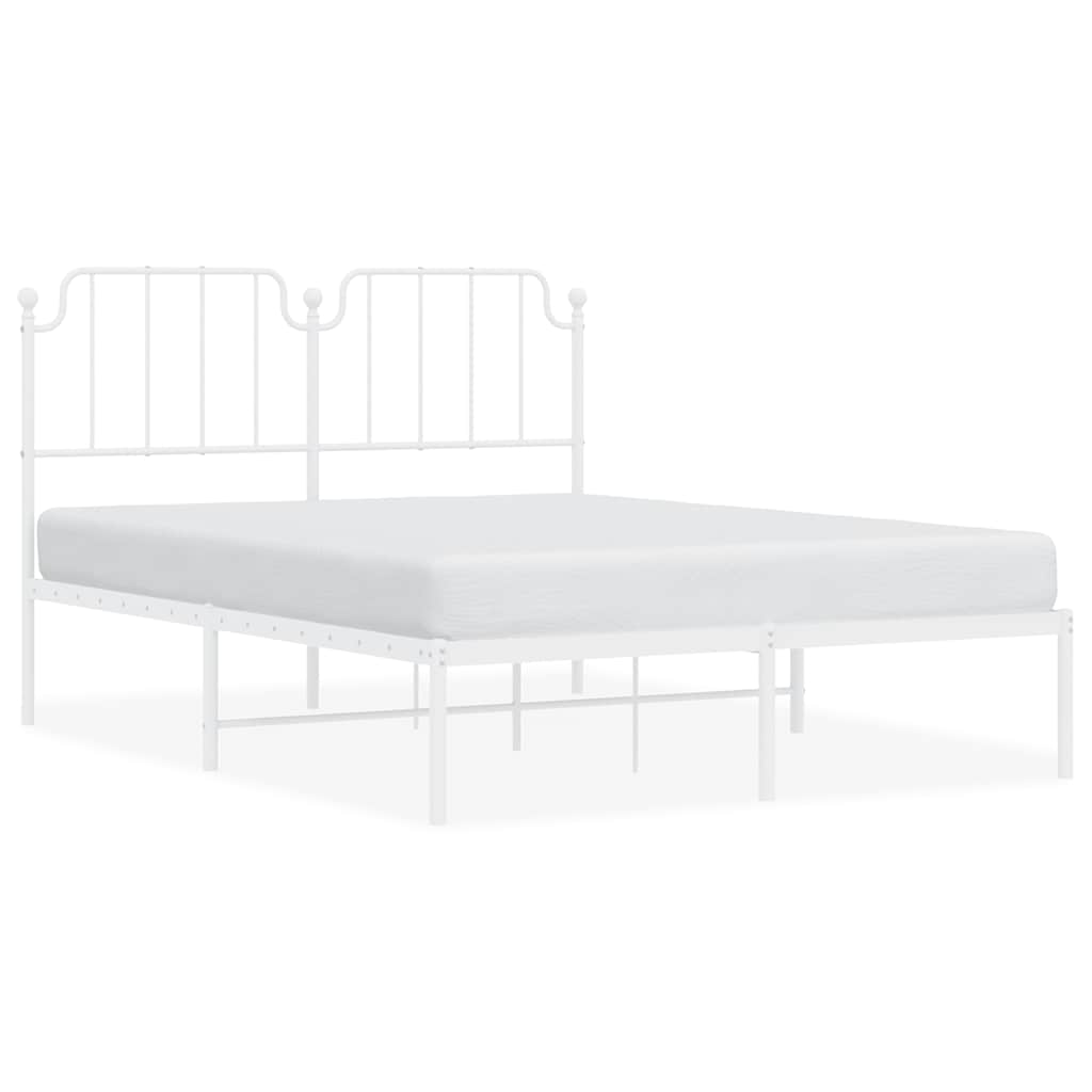 Bed frame with headboard metal white 150x200 cm