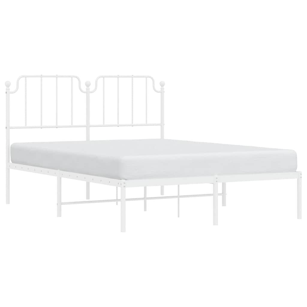 Bed frame with headboard metal white 150x200 cm