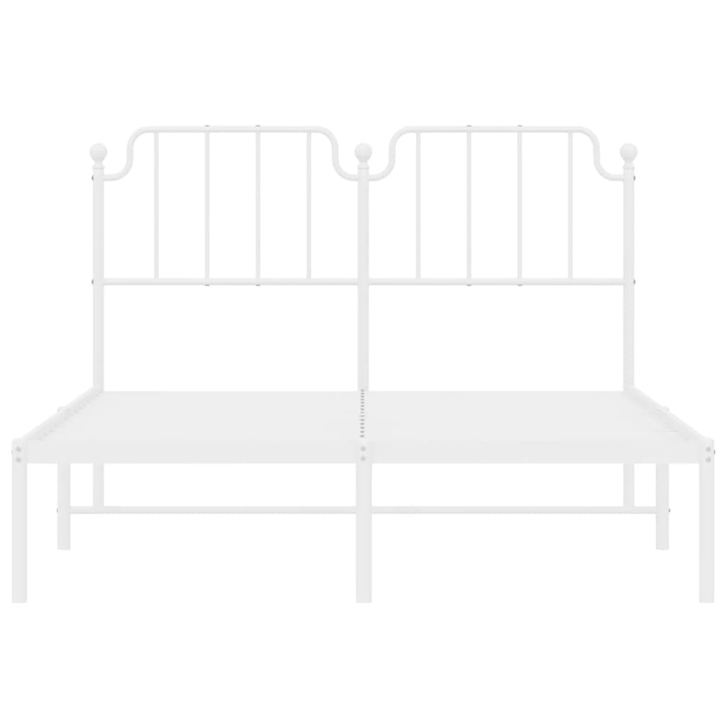 Bed frame with headboard metal white 150x200 cm