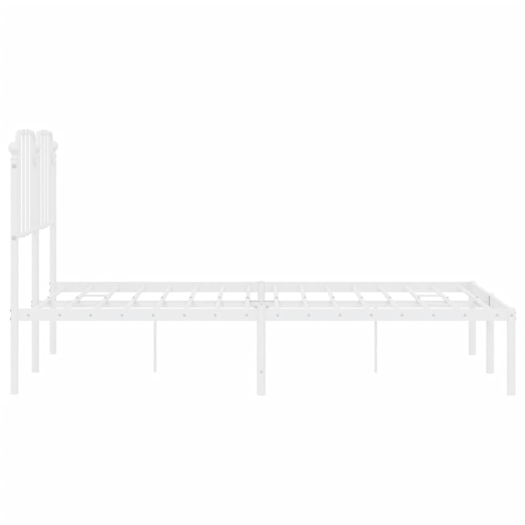 Bed frame with headboard metal white 150x200 cm