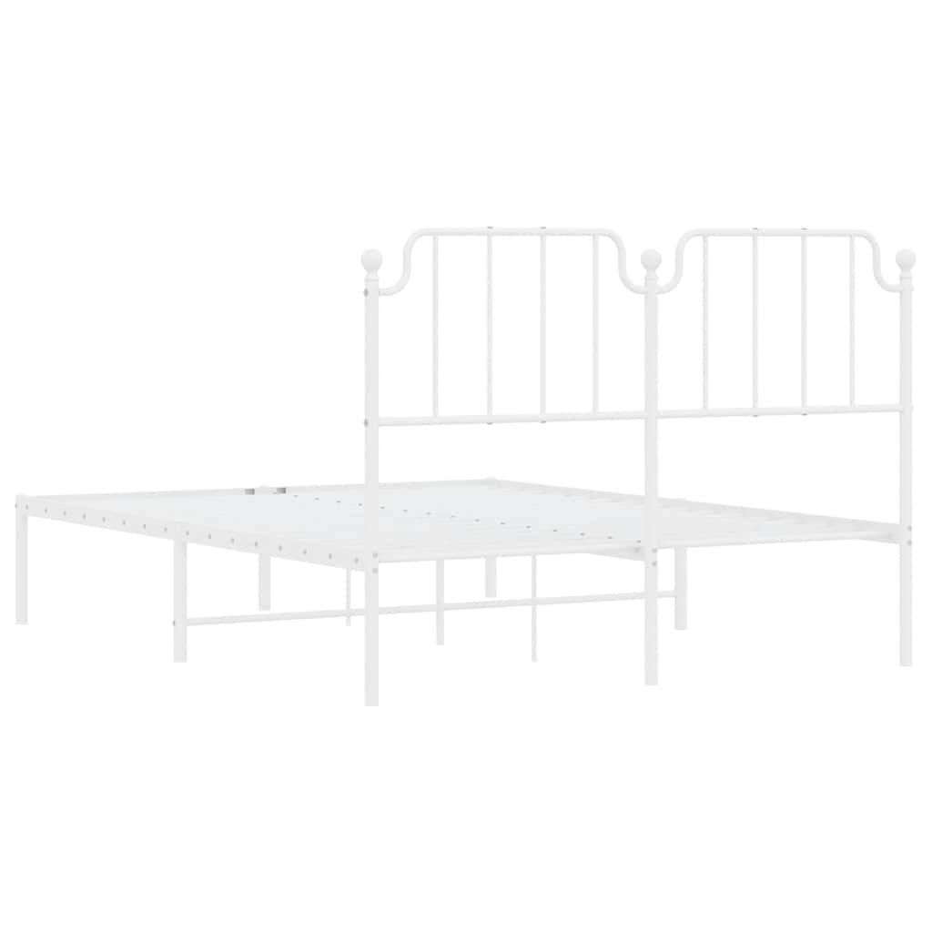 Bed frame with headboard metal white 150x200 cm