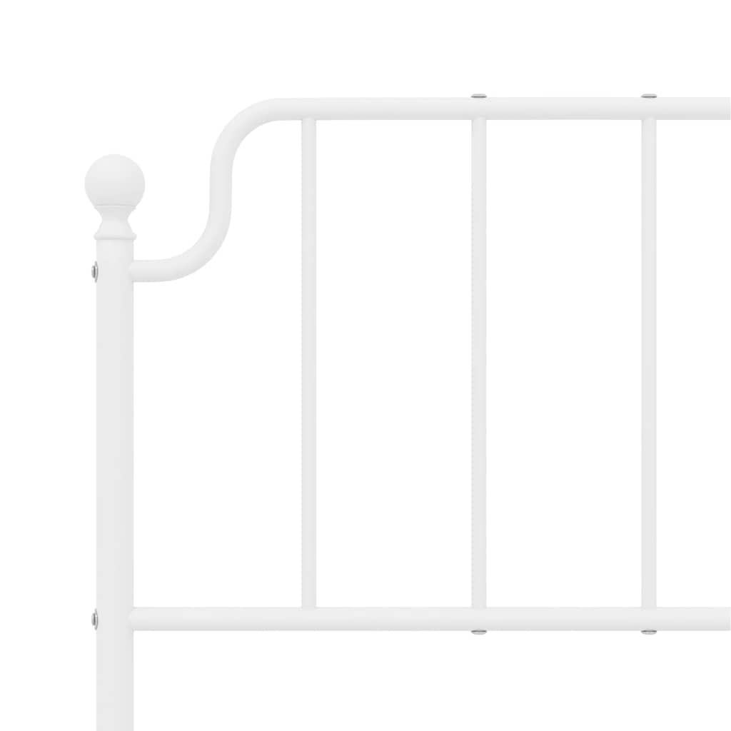 Bed frame with headboard metal white 150x200 cm