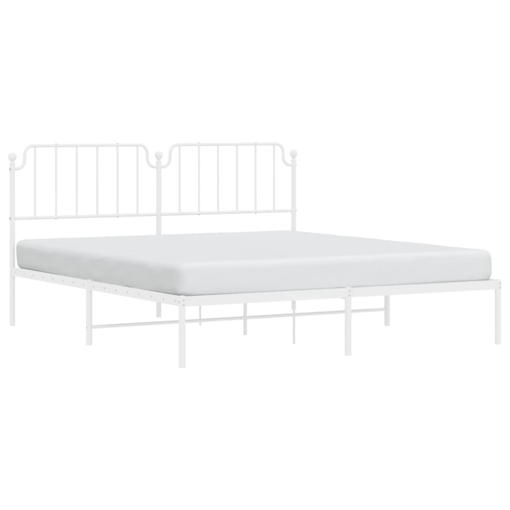 Bed frame with headboard metal white 160x200 cm