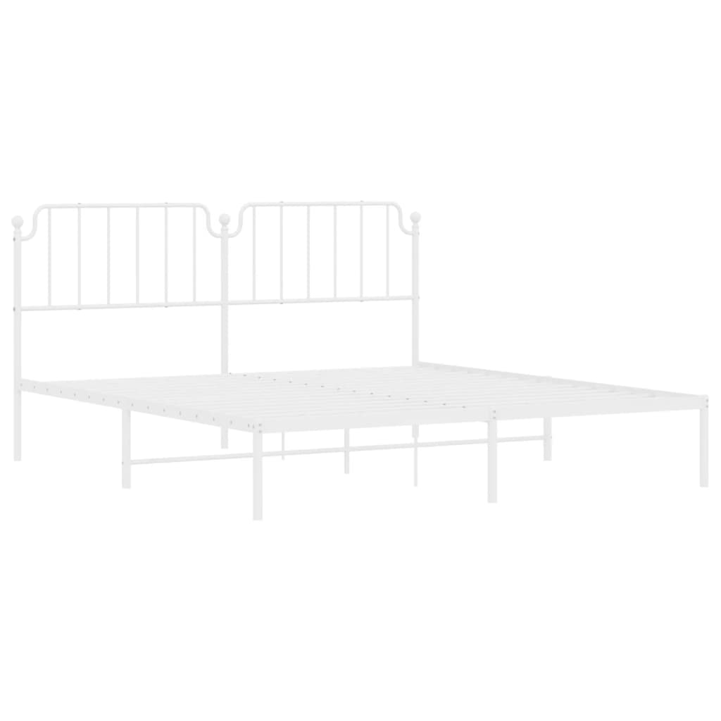 Bed frame with headboard metal white 160x200 cm