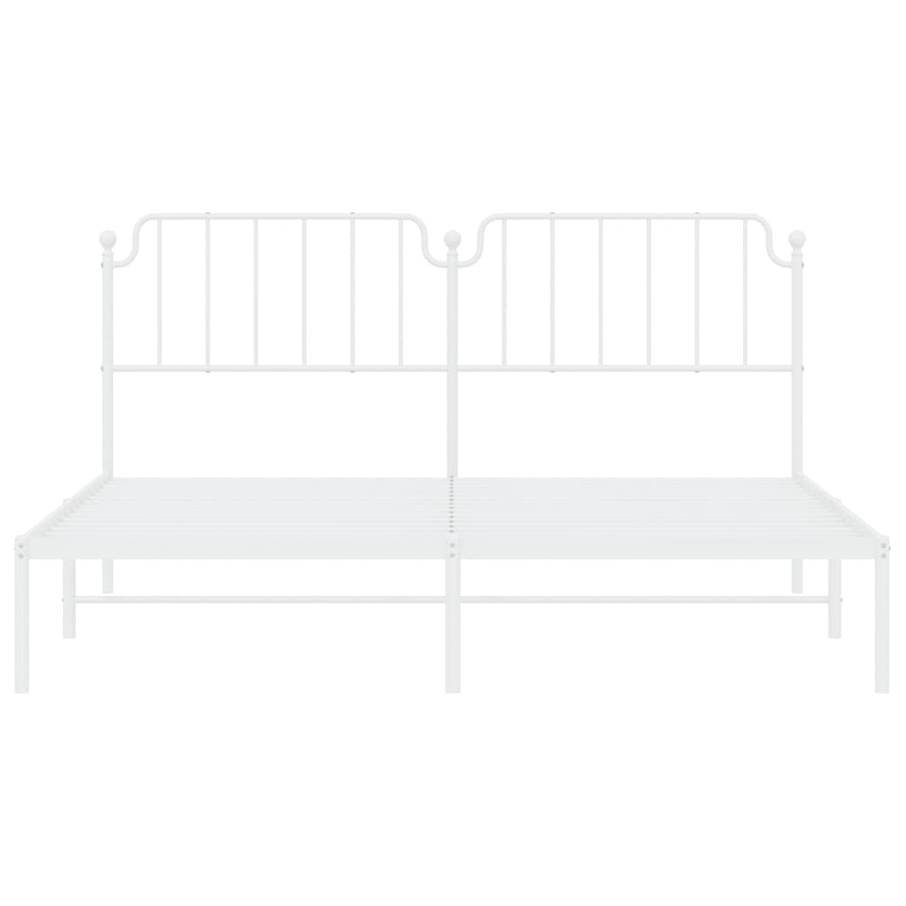 Bed frame with headboard metal white 160x200 cm