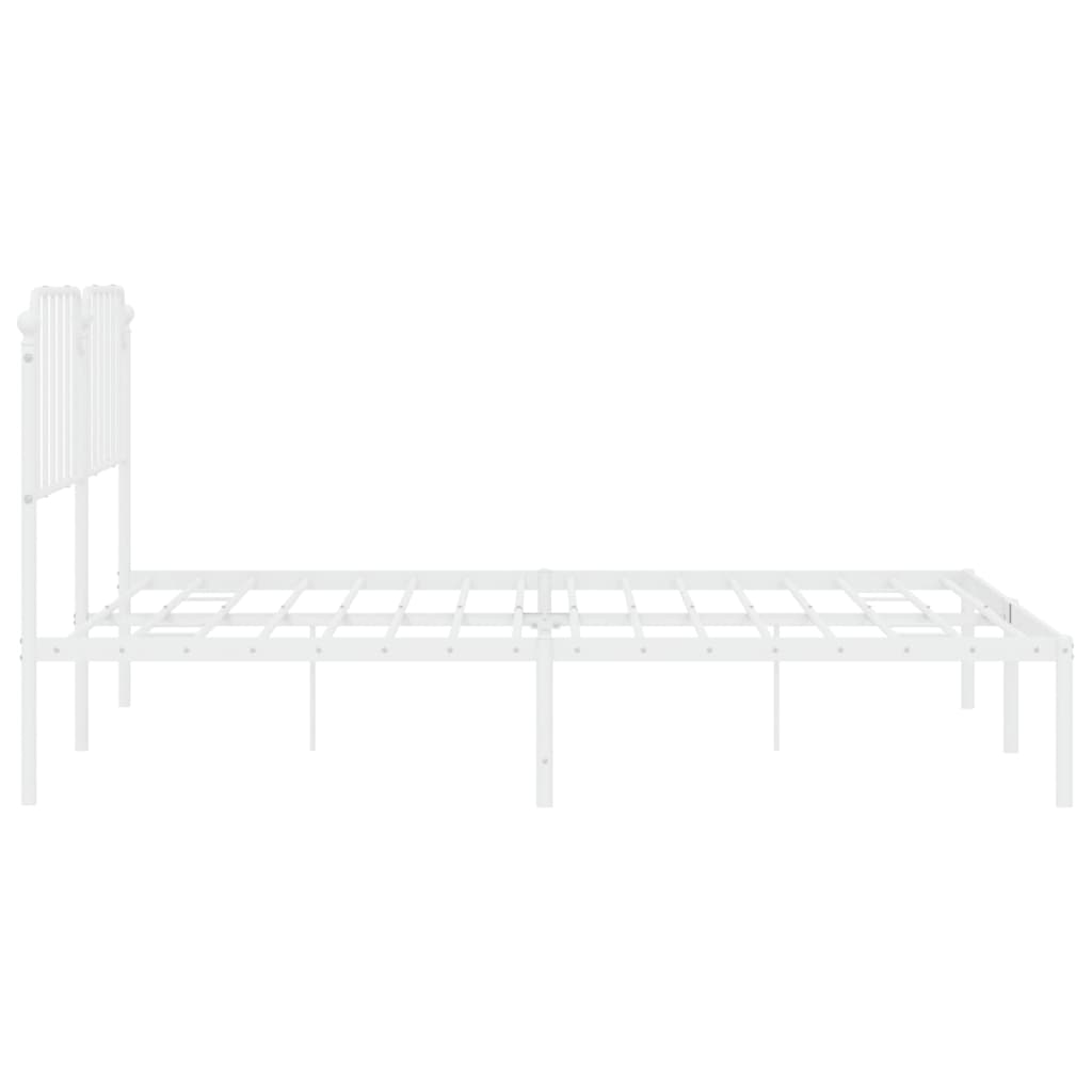 Bed frame with headboard metal white 160x200 cm