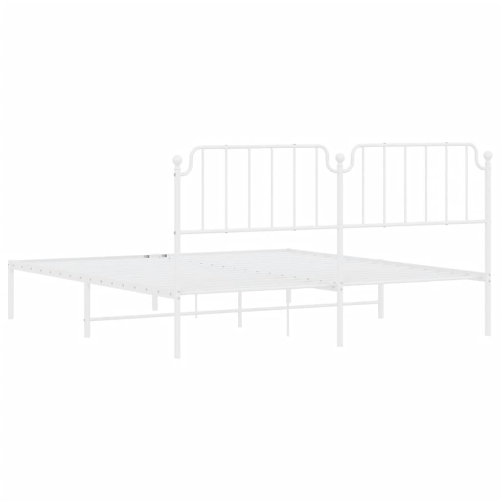 Bed frame with headboard metal white 160x200 cm