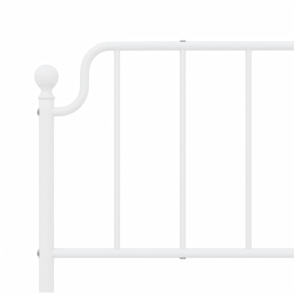 Bed frame with headboard metal white 160x200 cm