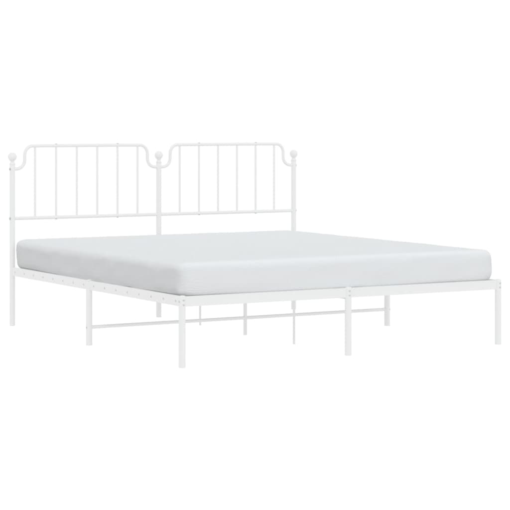 Bed frame with headboard metal white 180x200 cm