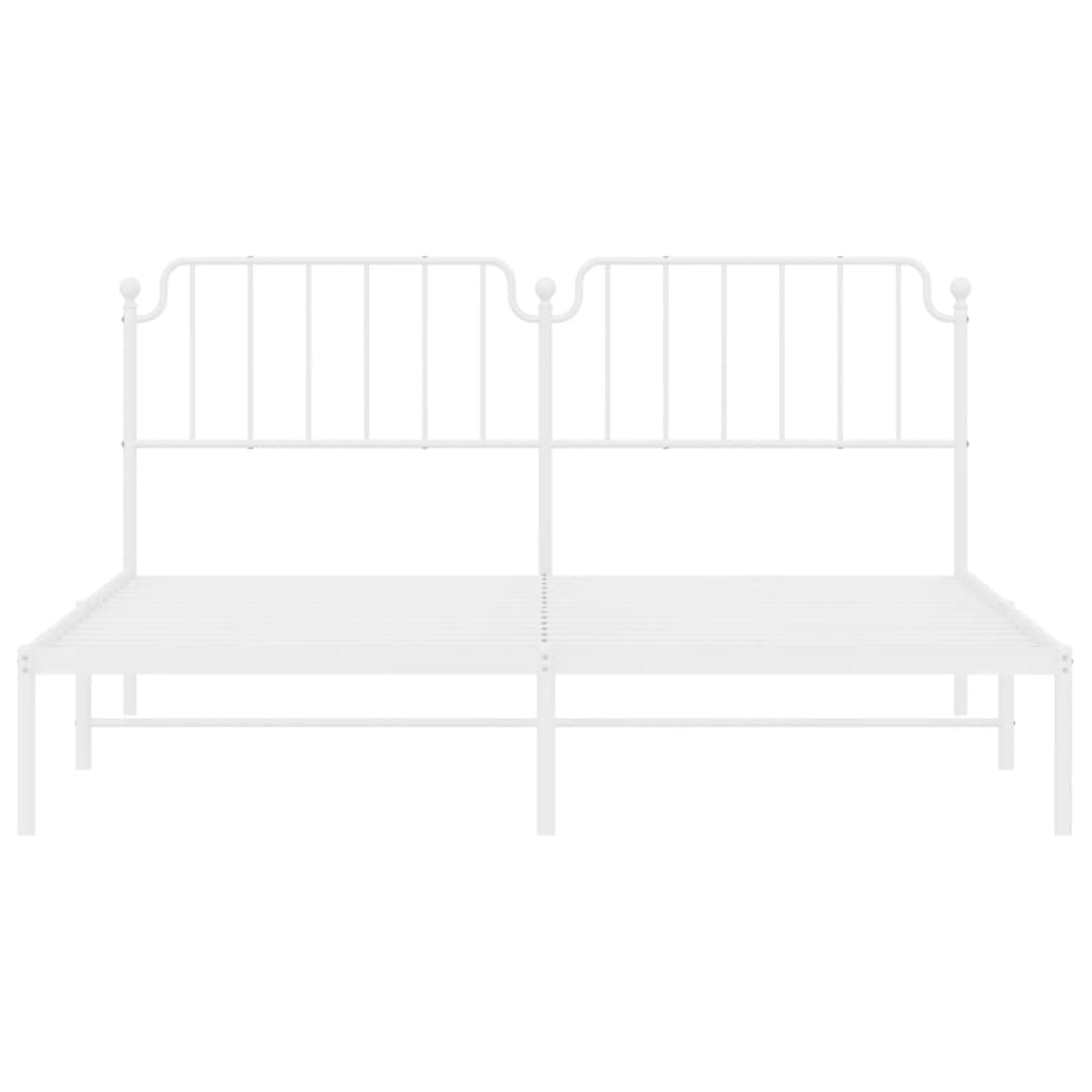 Bed frame with headboard metal white 180x200 cm