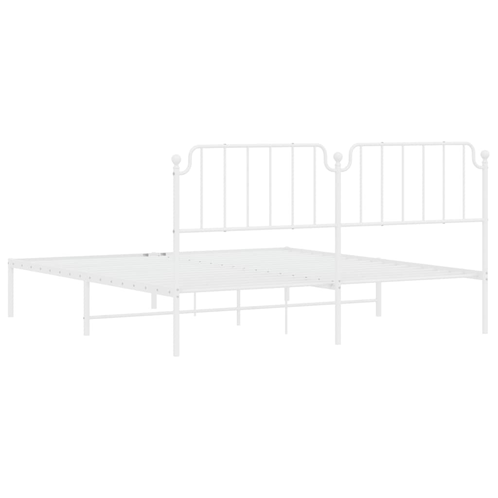 Bed frame with headboard metal white 180x200 cm