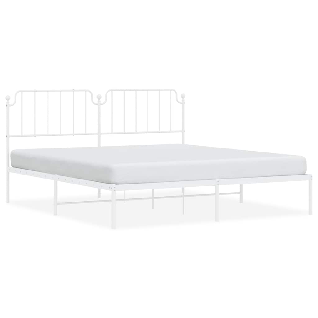 Bed frame with headboard metal white 183x213 cm