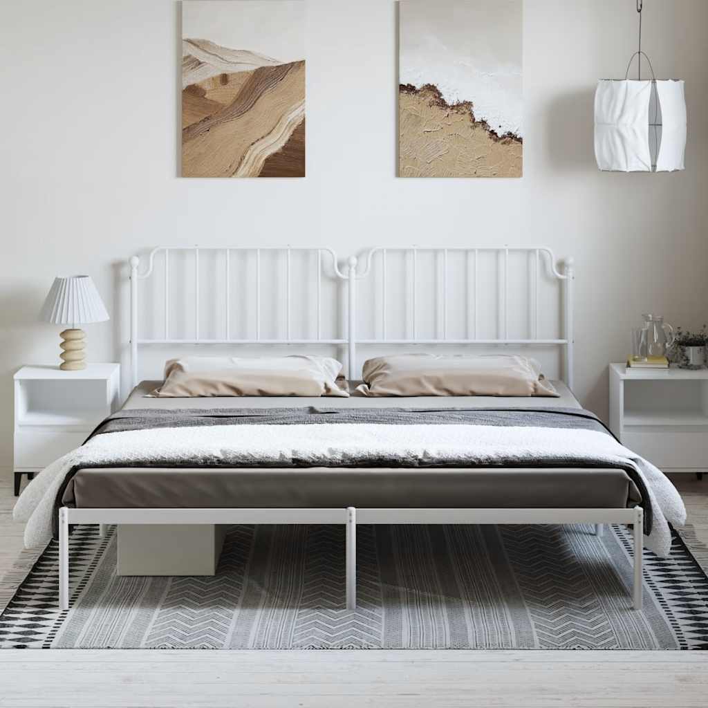 Bed frame with headboard metal white 183x213 cm