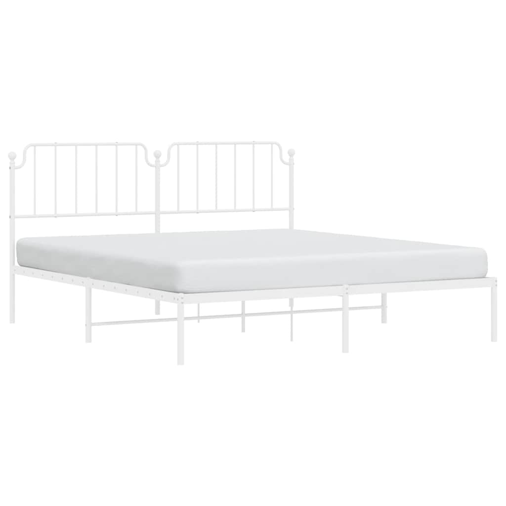 Bed frame with headboard metal white 183x213 cm