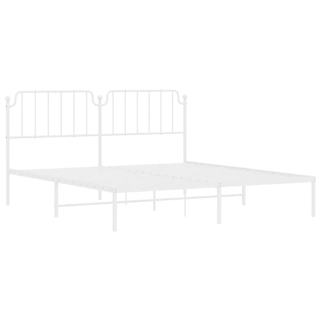 Bed frame with headboard metal white 183x213 cm