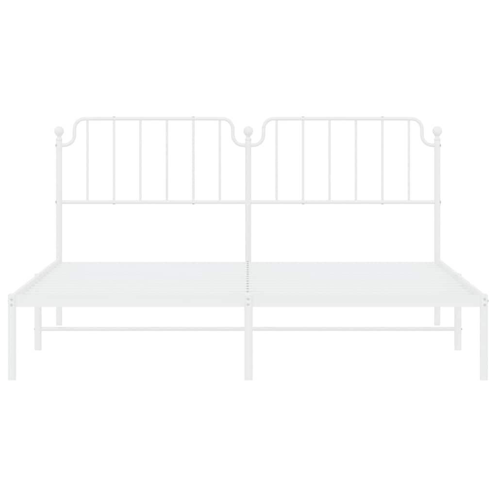 Bed frame with headboard metal white 183x213 cm