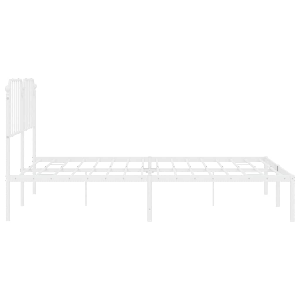 Bed frame with headboard metal white 183x213 cm