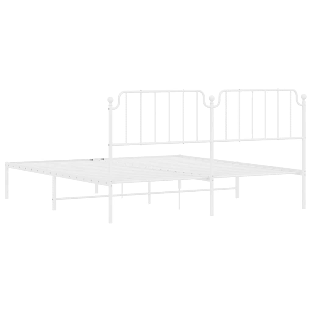 Bed frame with headboard metal white 183x213 cm