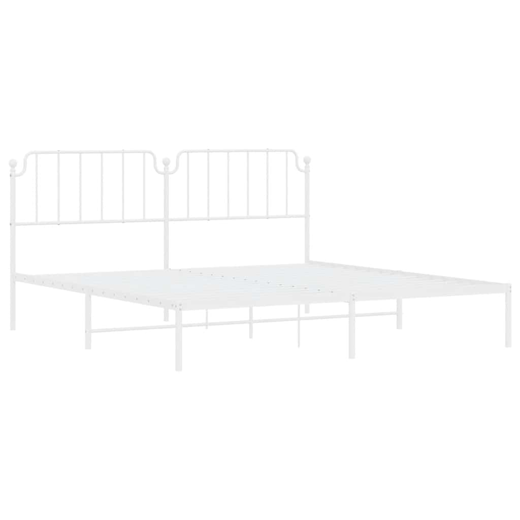 Bed frame with headboard metal white 193x203 cm