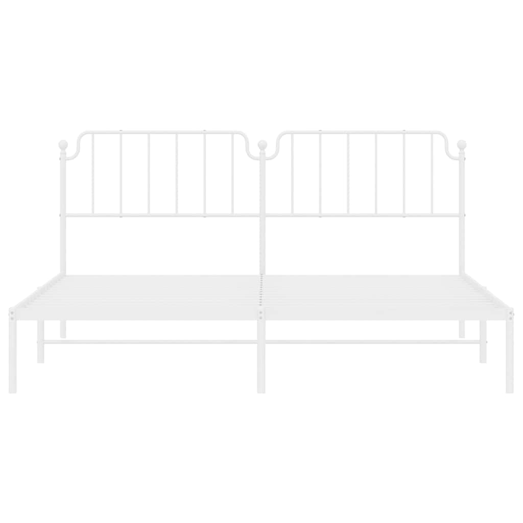 Bed frame with headboard metal white 193x203 cm