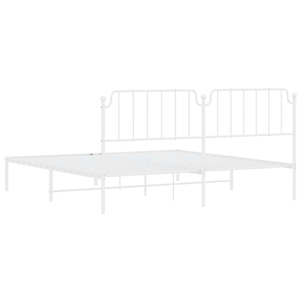 Bed frame with headboard metal white 193x203 cm