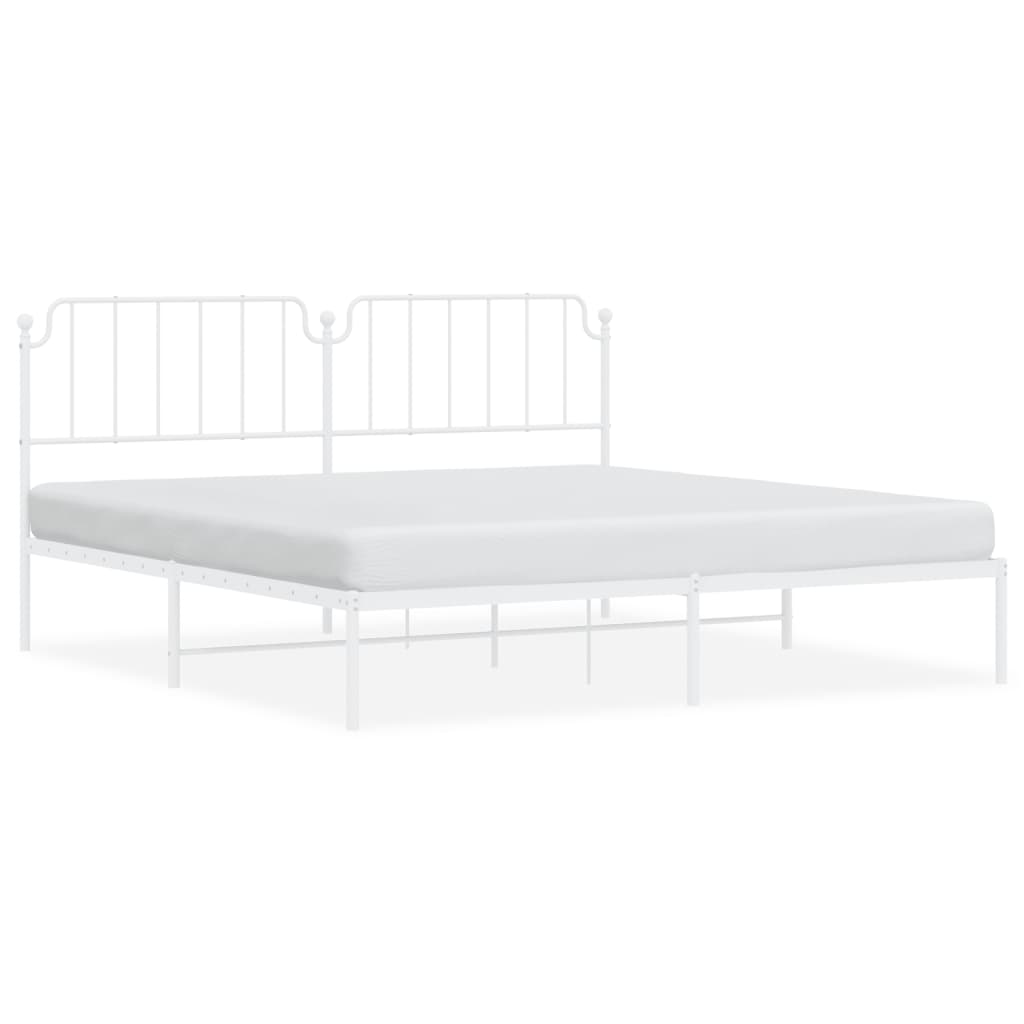 Bed frame with headboard metal white 200x200 cm