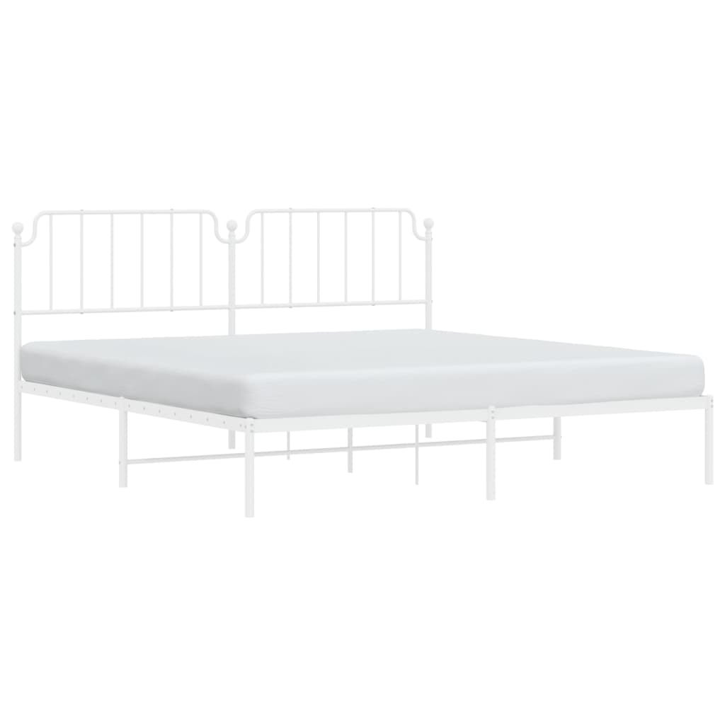 Bed frame with headboard metal white 200x200 cm