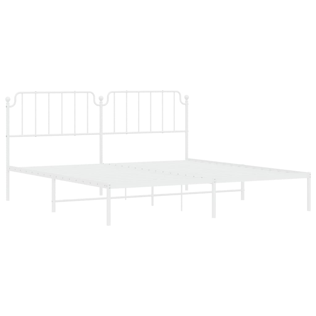 Bed frame with headboard metal white 200x200 cm