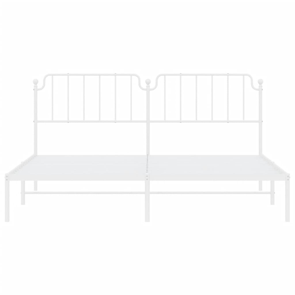 Bed frame with headboard metal white 200x200 cm