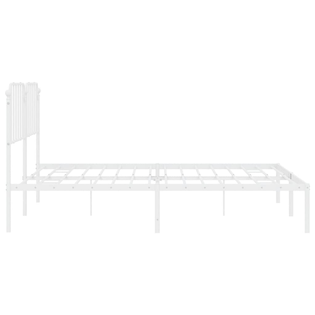 Bed frame with headboard metal white 200x200 cm