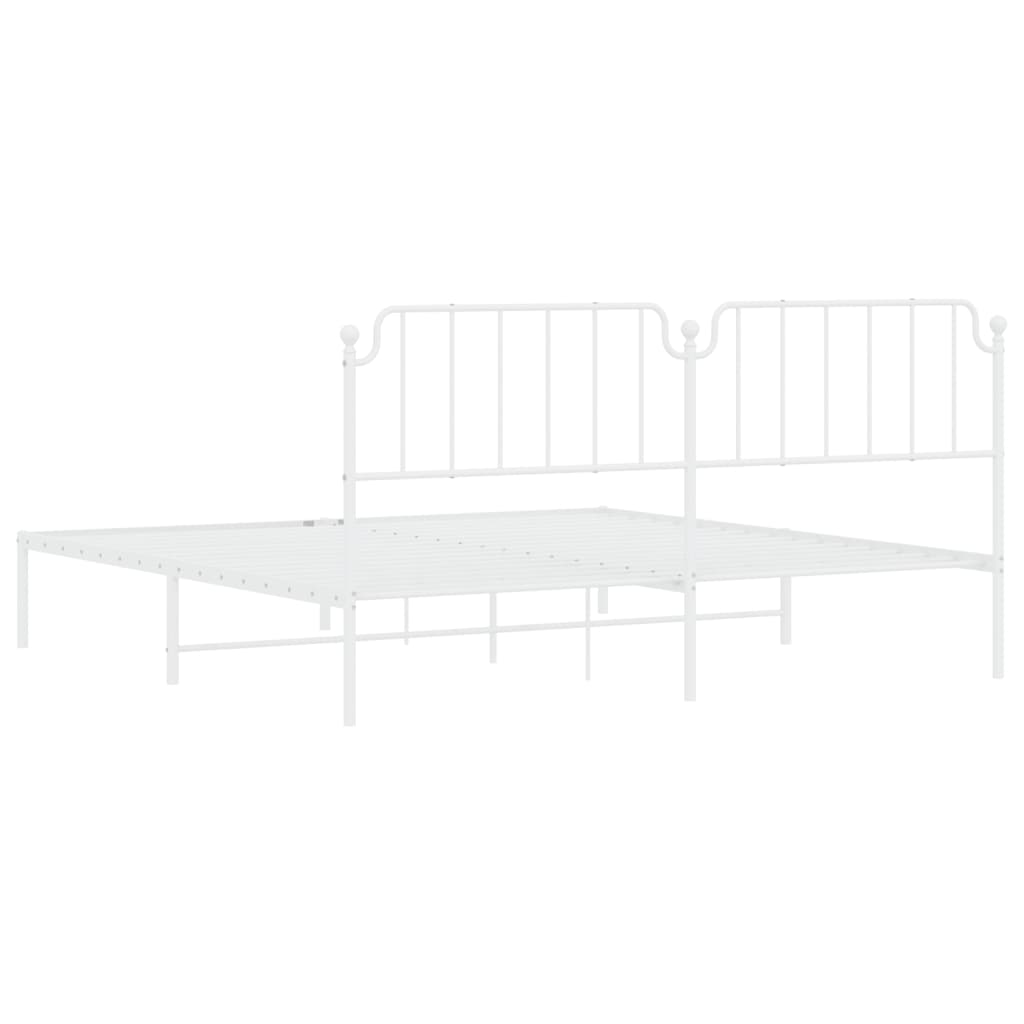 Bed frame with headboard metal white 200x200 cm