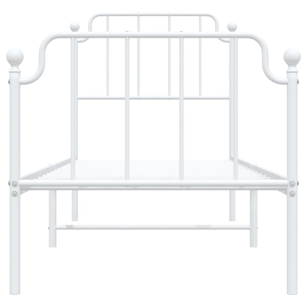 Bed frame with head and footboard metal white 75x190 cm