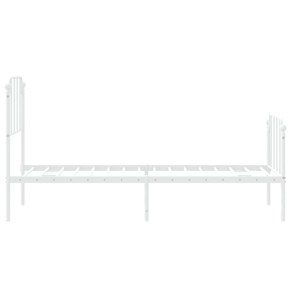 Bed frame with head and footboard metal white 75x190 cm