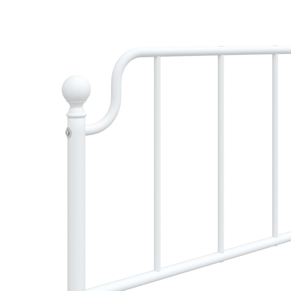 Bed frame with head and footboard metal white 75x190 cm