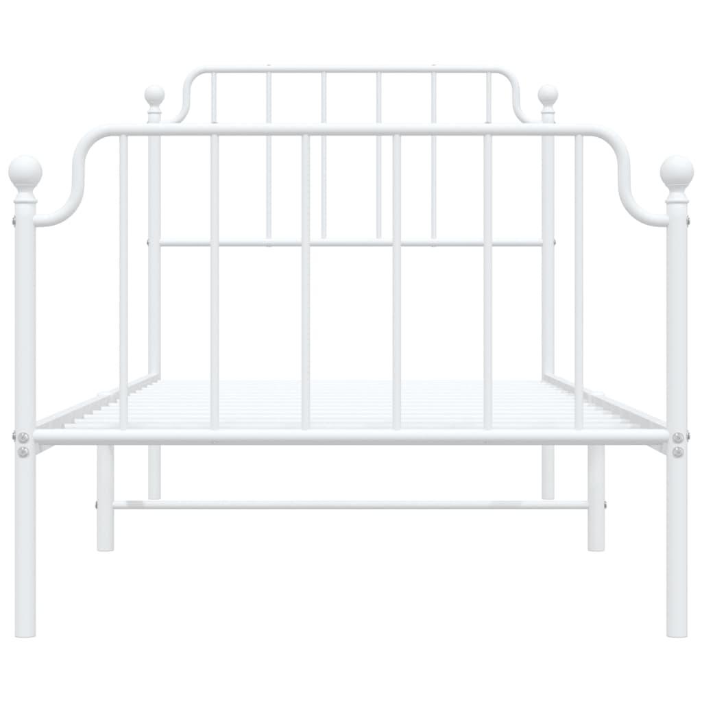 Bed frame with head and footboard metal white 90x190 cm