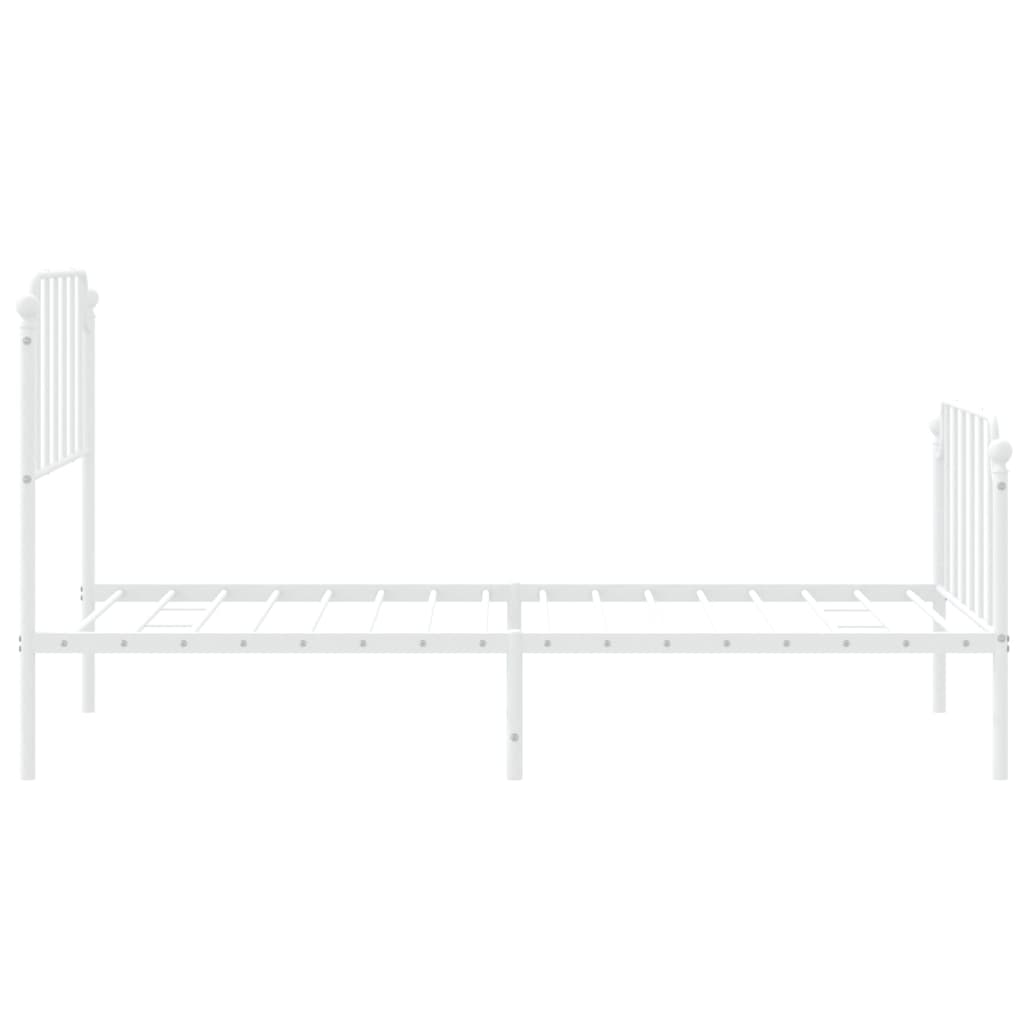 Bed frame with head and footboard metal white 90x190 cm